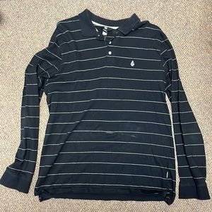 Volcom striped black long sleeve collared shirt